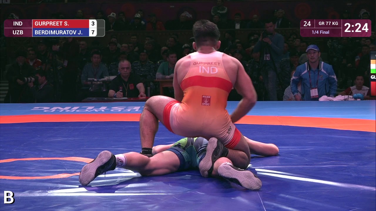 S. GURPREET (IND) v. J. BERDIMURATOV (UZB) | GR 77 kg | 1/4