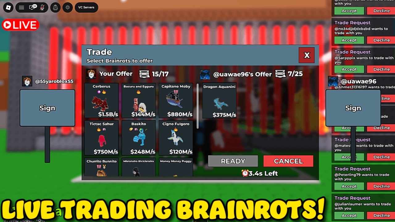 Live Trading + Admin Abuse & Taco Tuesday in Steal A Brainrot #stealabrainrot #roblox #livestream