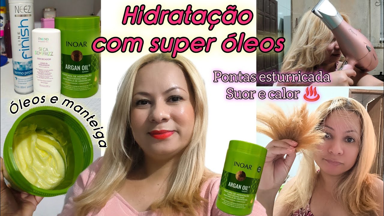 ✅ROTINA CAPILAR cabelo seco  com quebra por causa do calor e suor HIDRATAÇÃO POTENTE ARGAN OIL INOAR