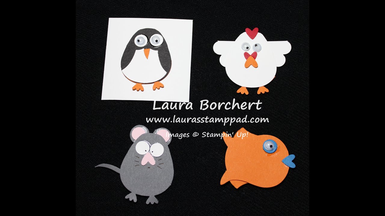 Owl Builder Punch Art: a Fish, a Chicken, a Penguin, & a Mouse - Laura's Stamp Pad