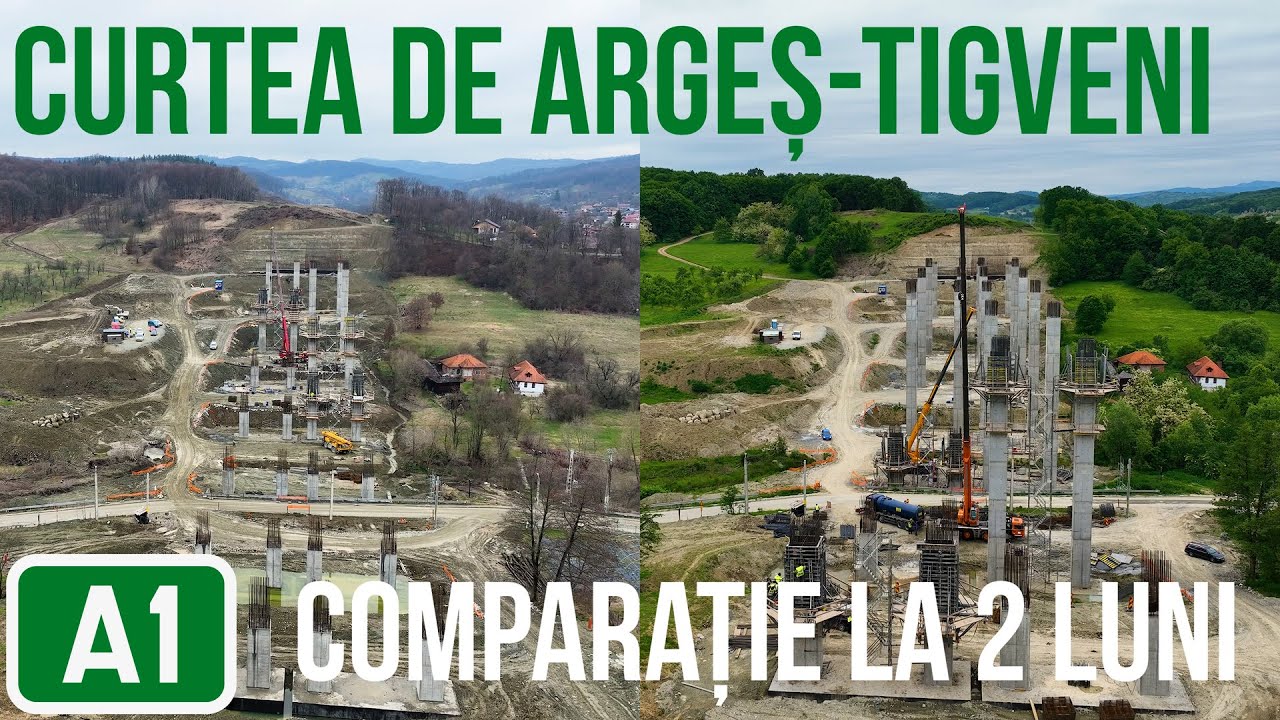 A1 | Curtea de Arges - Tigveni | Sibiu - Pitesti Secțiunea 4 || Comparatie stadiu 15.03-17.05.2024