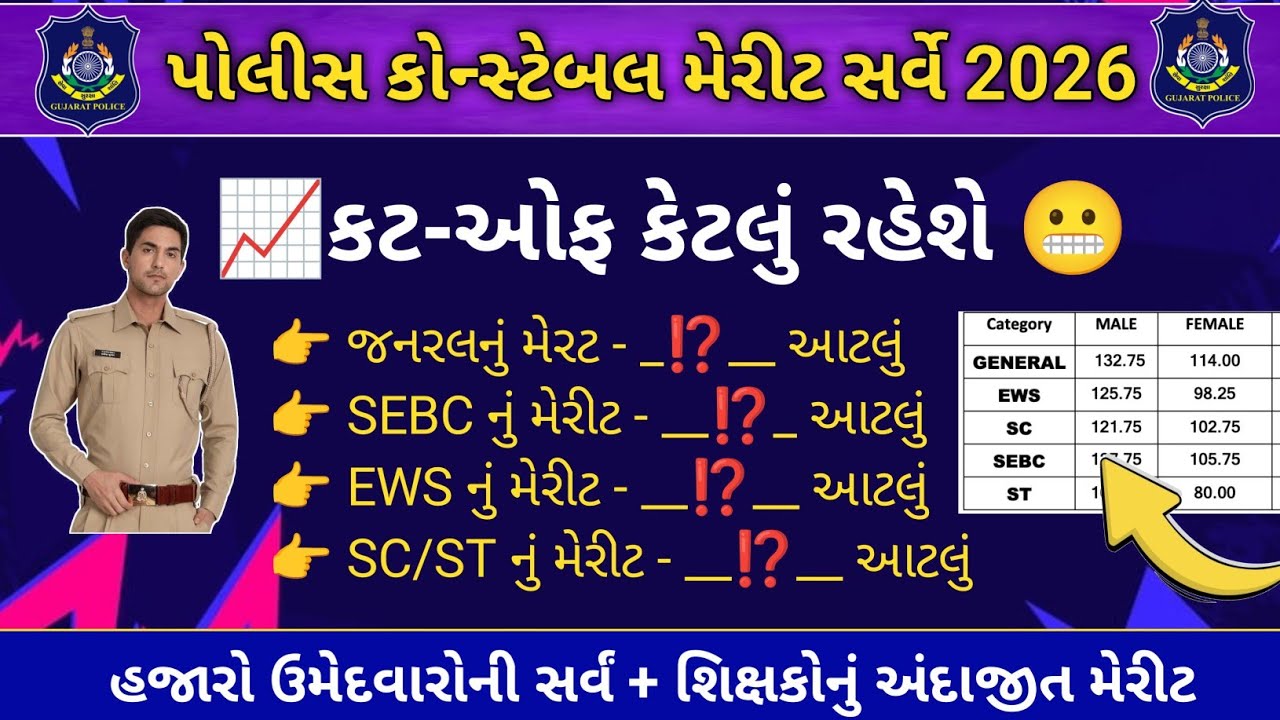 પોલીસ કોન્સટેબલ 2026 | કેટલું કટ ઓફ રહી શકે? Gujarat Police Constable Cutoff 2026 