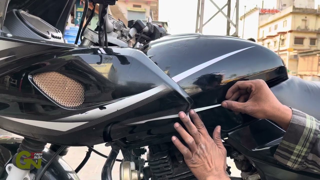 Bajaj 220f Black Glossy Vinyl Wrapping/Gn Wrap Bike Vlog Sikar’ #youtube