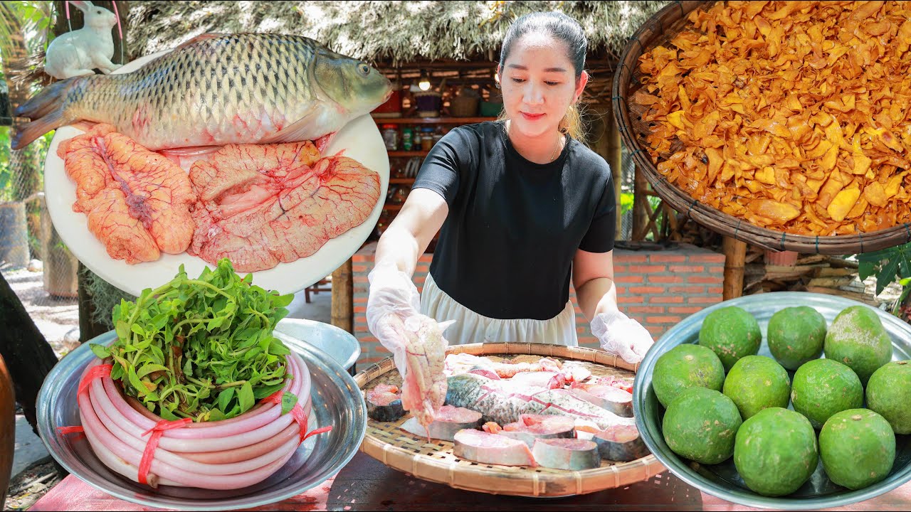 Fish and Fish Sour Soup, Crispy Potato, River Prawn Soup Recipe - Cooking with Sros