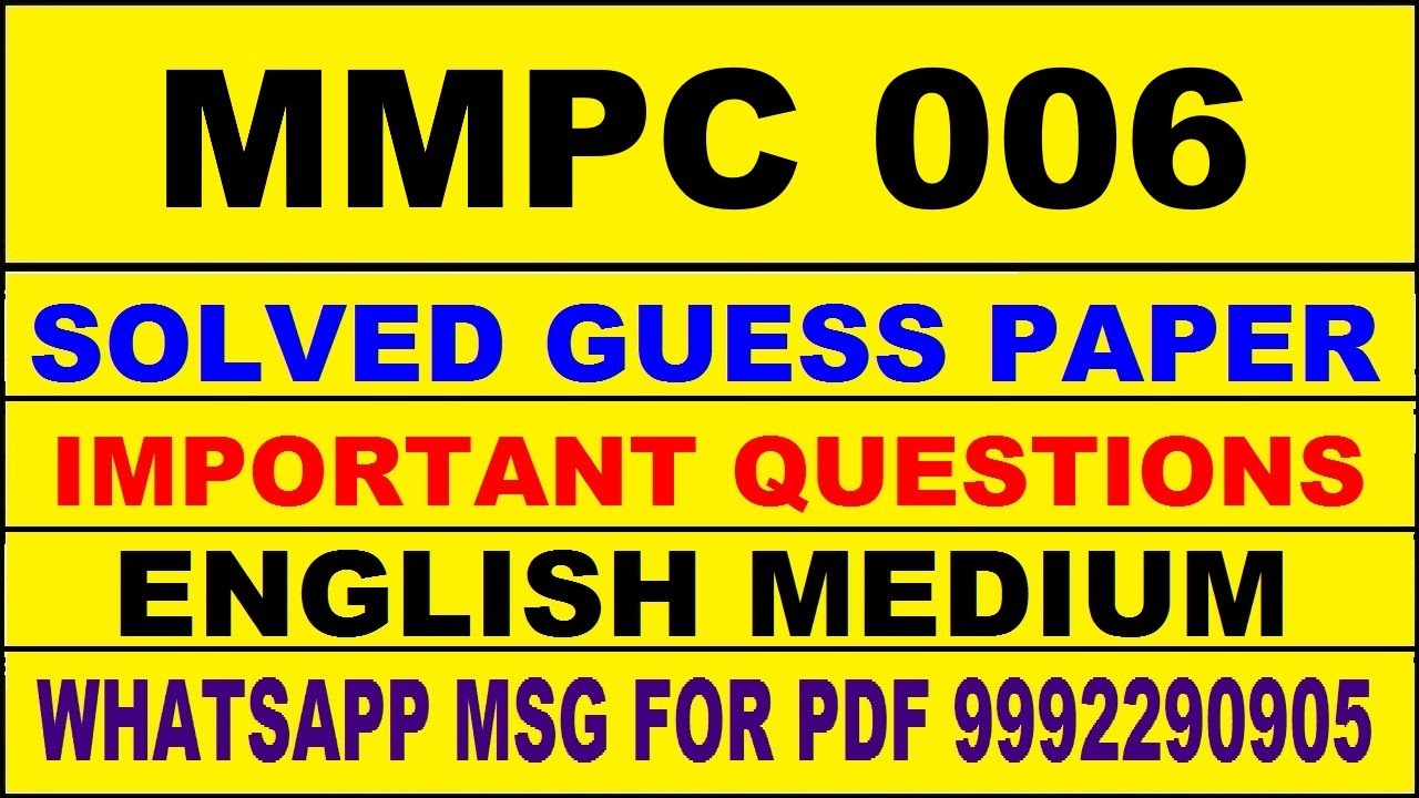 mmpc 006 guess paper in english | mmpc 006 important questions | mmpc 006 study material