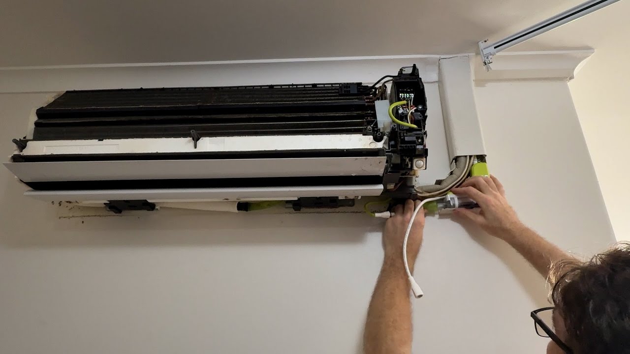 Removing Fujitsu Air Conditioning Cover and Replacing Aspen Mini Lime Silent + Pump