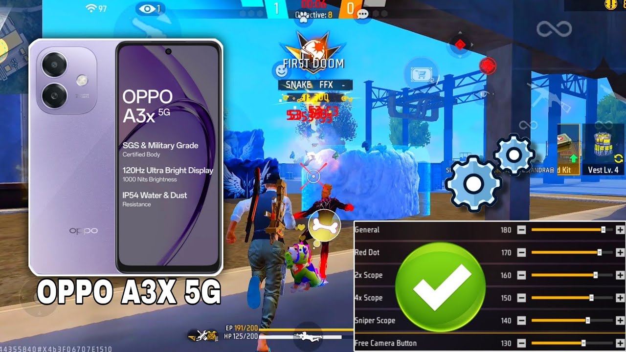 Oppo A3x 5G free fire sensitivity setting ⚙️ | Oppo A3x 5G free fire headshot setting ⚙️