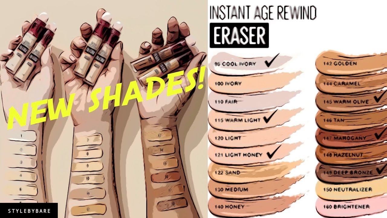 6 NEW SHADES! MAYBELLINE INSTANT AGE REWIND ERASER MULTI-USE CONCEALER SUMMER 2019