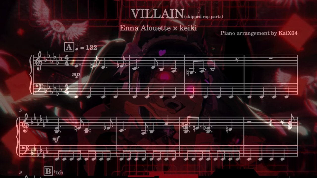 Enna Alouette - VILLAIN🕊️💅🤖piano sheet/鋼琴譜