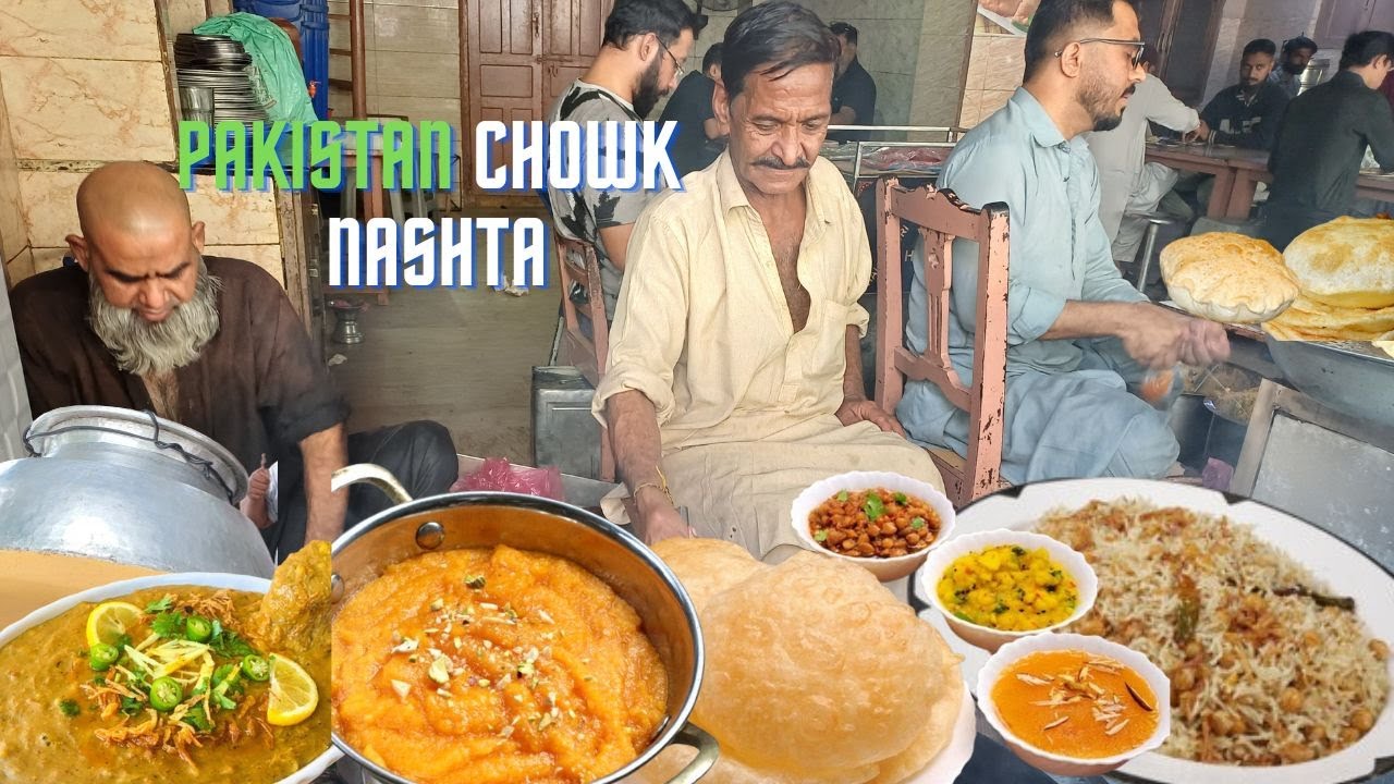 Nashta at Karachi Sweets Since 1947 l Pakistan Chowk Street Food | Matri Halwa Puri l Haleem Biryani