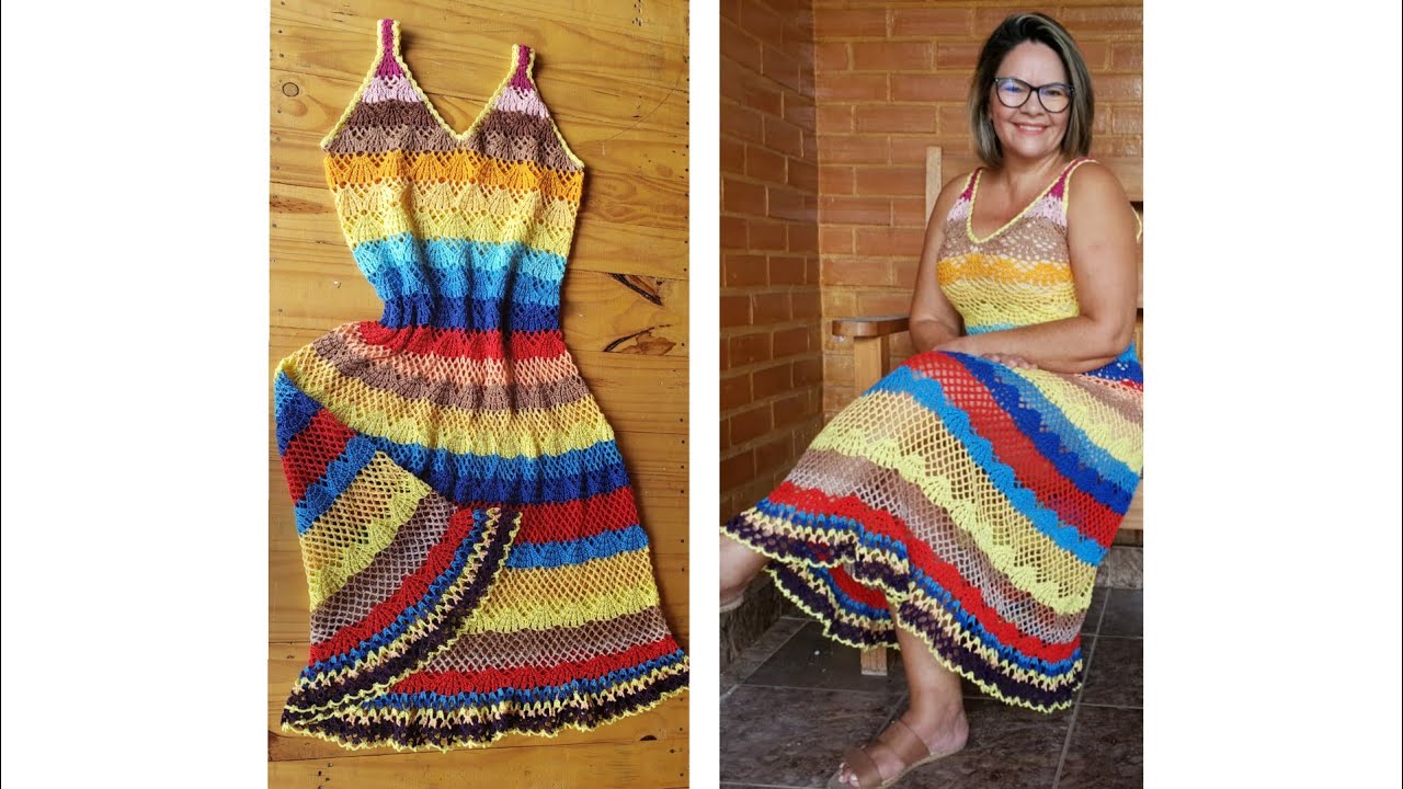VESTIDO DE CROCHE COLORIDO REGINA