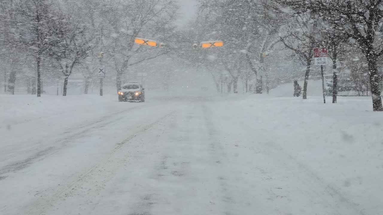 Toronto Hit by Winter Storm Ontario Canada. 4K HD