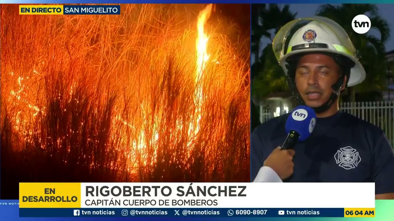 Bomberos sigue en labores de extinsión del incendio de masa
