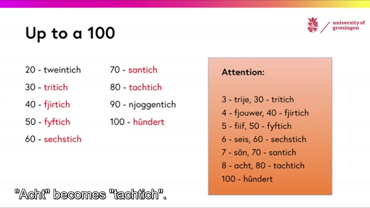 Learn Frisian 1.22 - Counting (subtitles)
