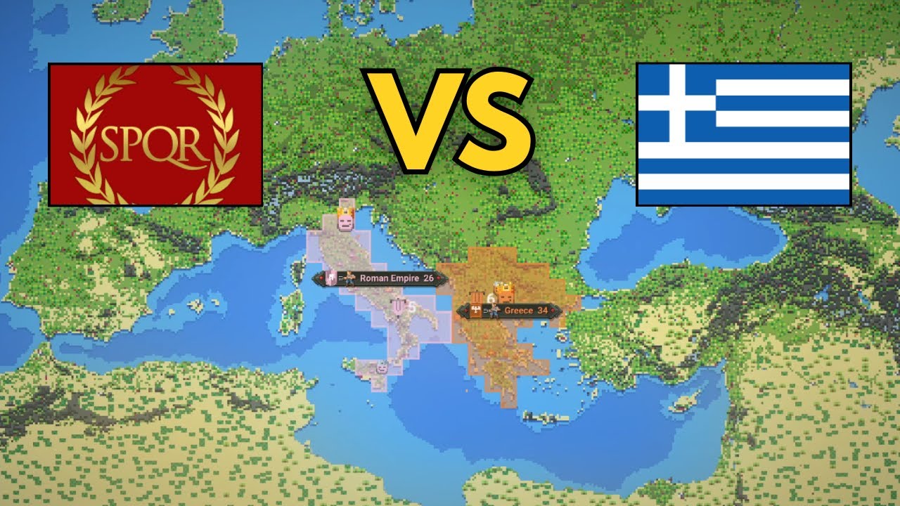 ROMAN EMPIRE vs GREECE - WorldBox Timelapse