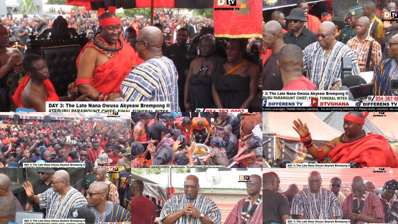 MAHAMA PAYS HOMAGE TO LATE CHIEF!  Storms Atebubu Paramount Chief's final funeral Rites
