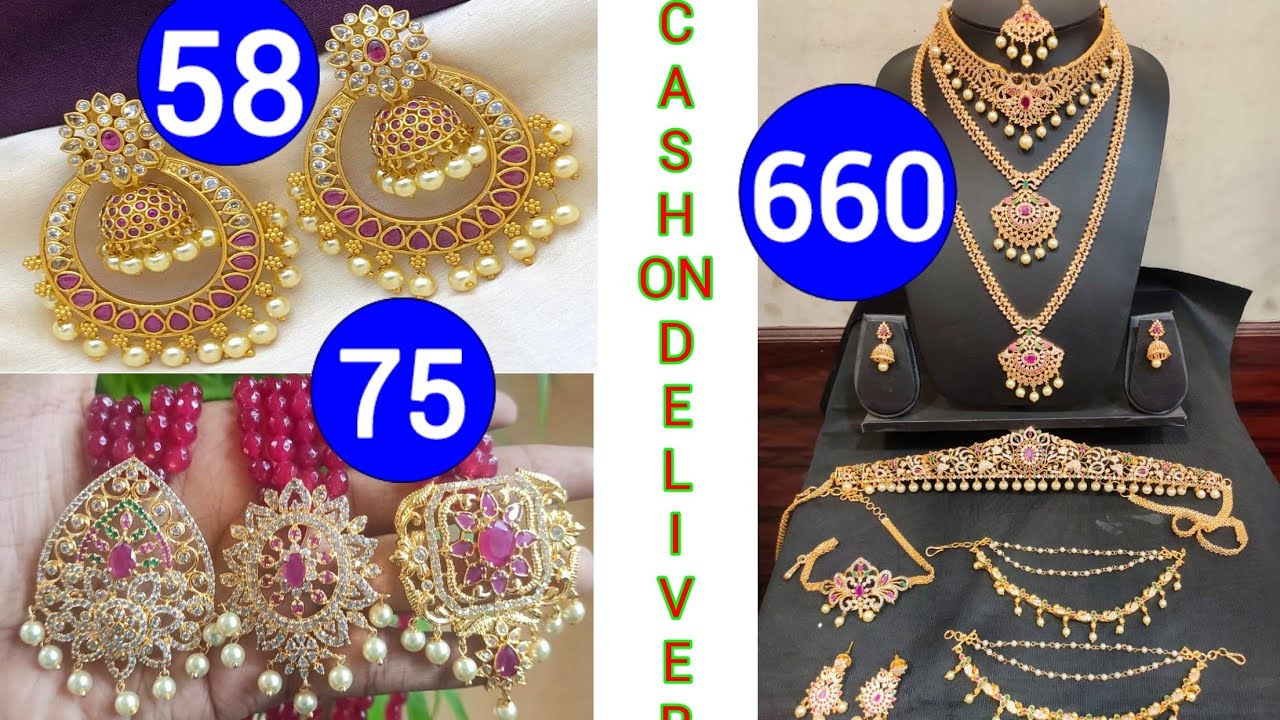 Bridal jewellery under 1000 / Low price gold plated jewellery designs / low price bridal jewellery