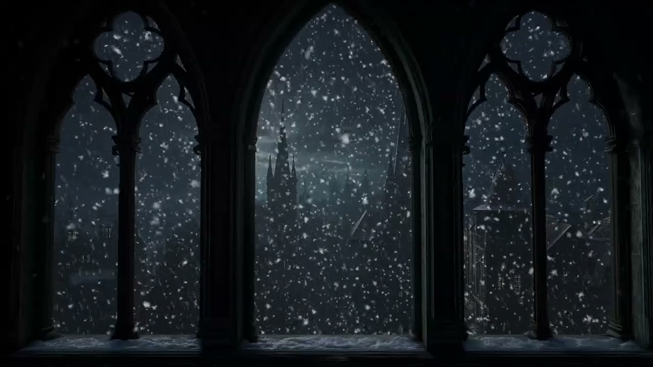 Medieval Winter Window ❄️ Howling Wind & Snowfall Sounds for Deep Sleep
