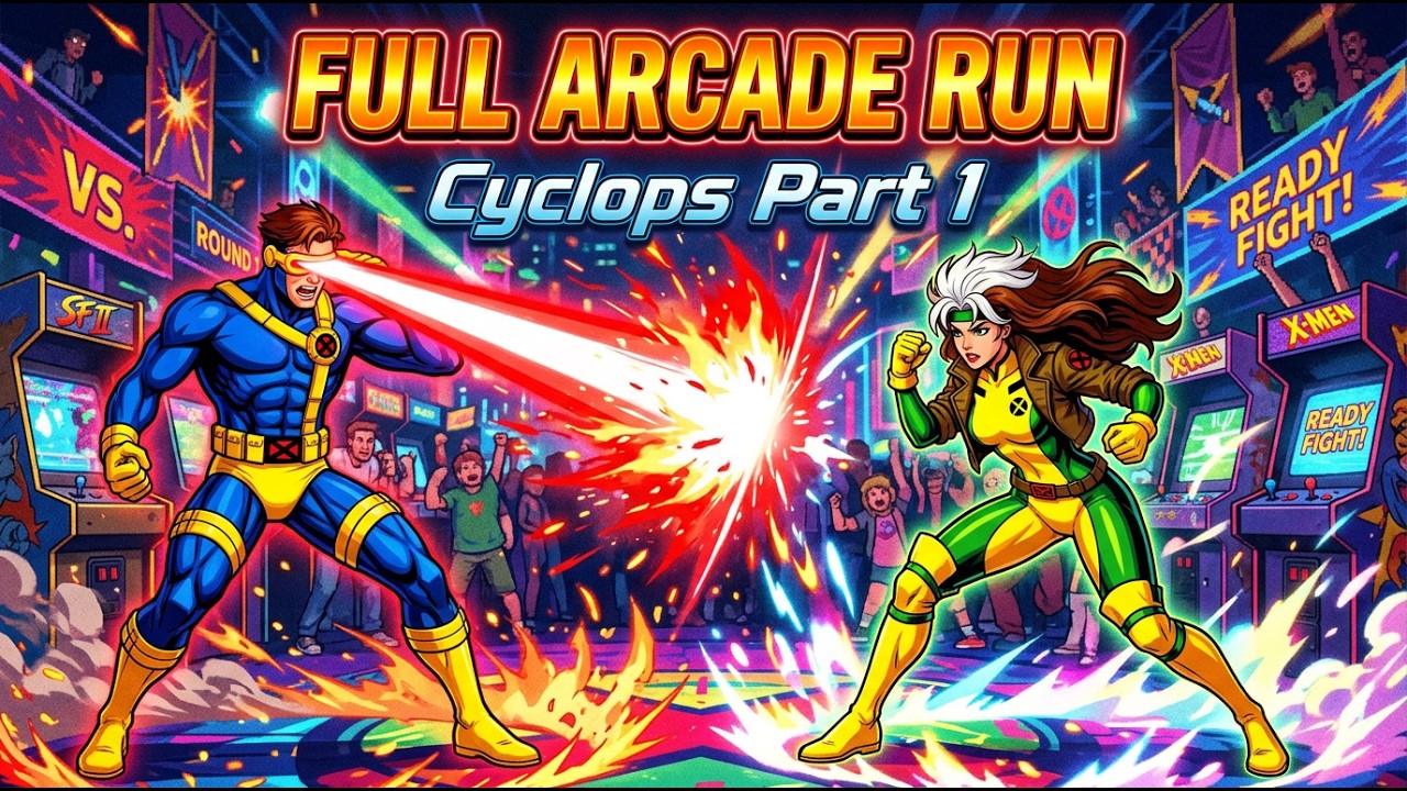 Cyclops Full Arcade Run (Part 1) | X-Men vs Street Fighter (PS1)