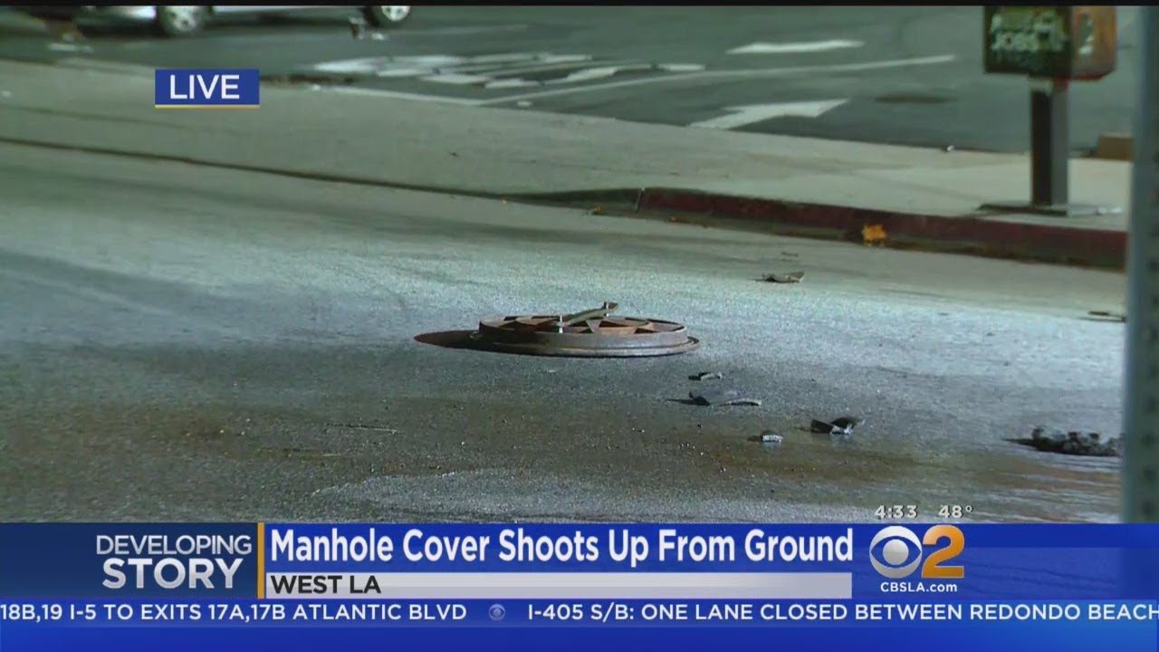 Explosion Blows Manhole Cover 40 Feet Away
