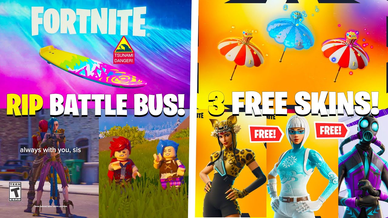 Глава 7 Fortnite &mdash; БОЕВОЙ АВТОБУС УДАЛЕН! (3 бесплатных скина, тизеры, СОБЫТИЕ ЗАВТРА)