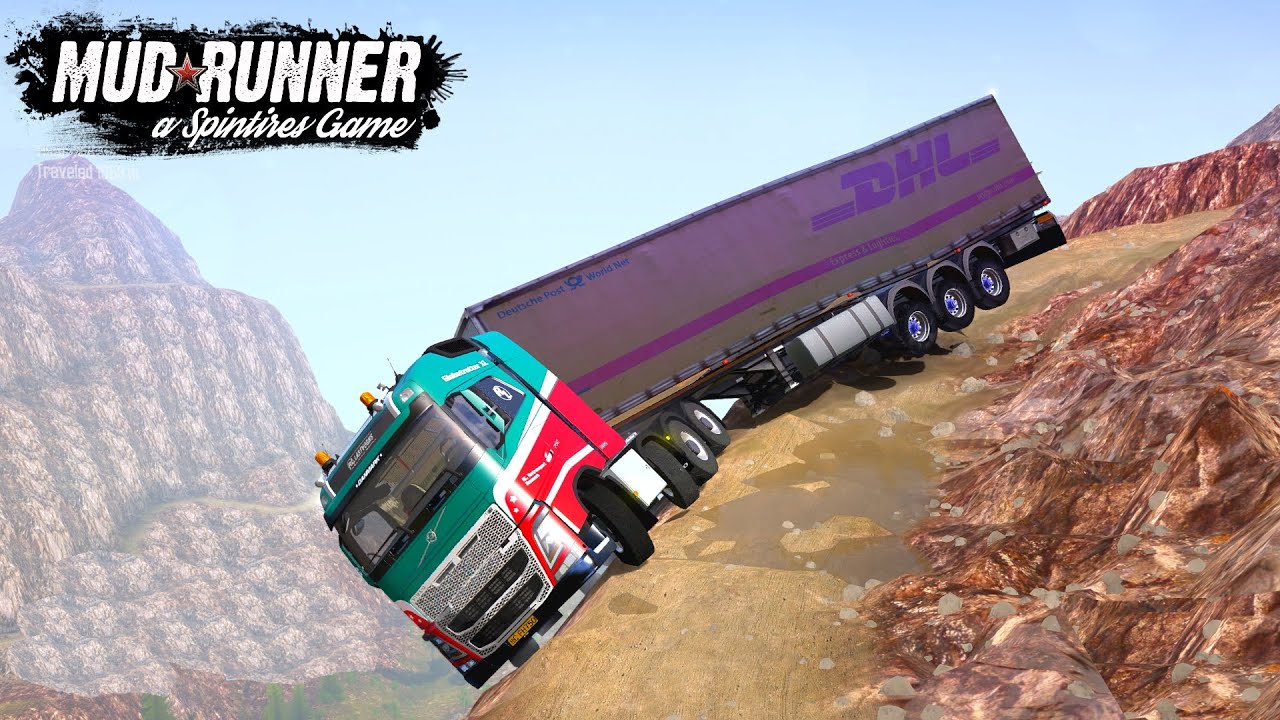 Spintires: MudRunner - Volvo Semi Truck Drops Off A Cliff
