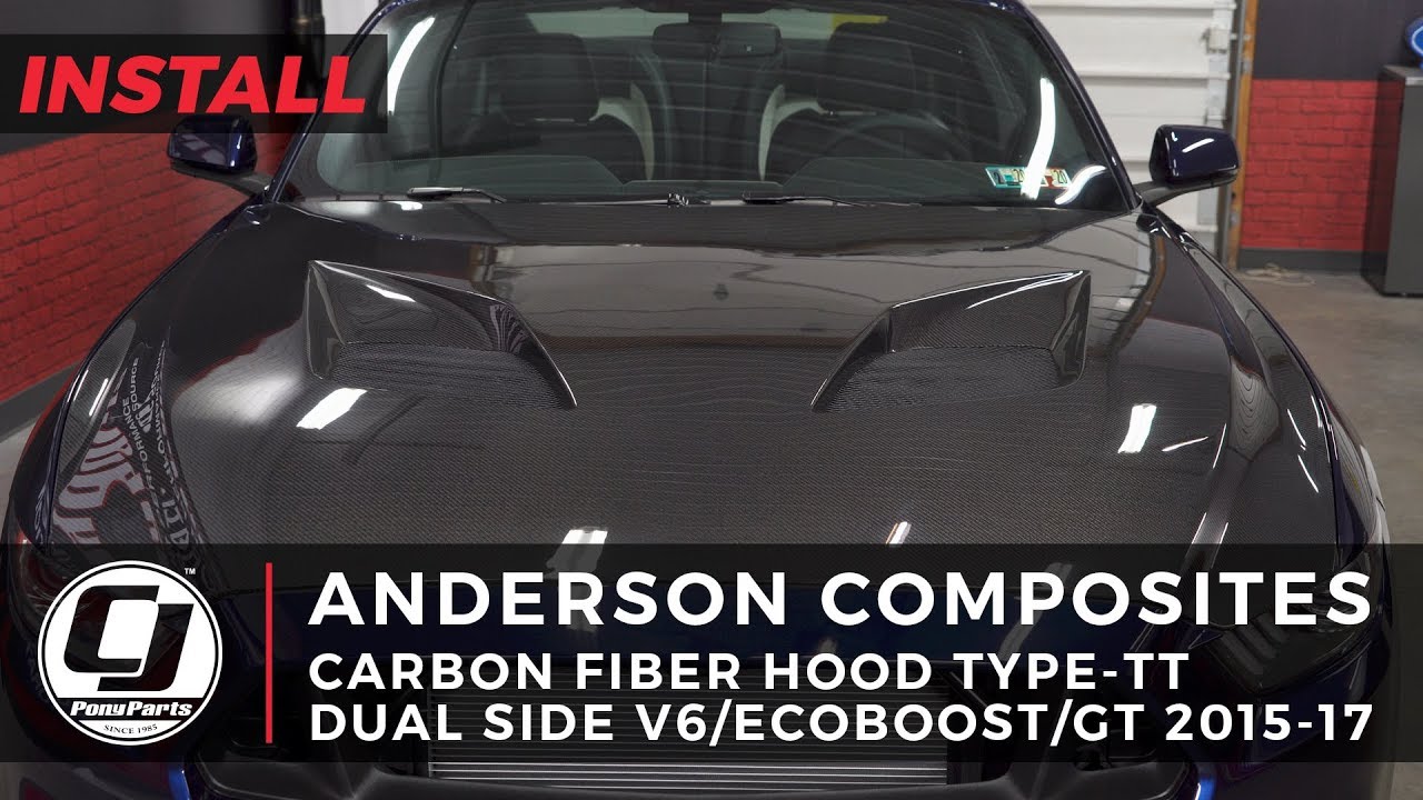 2015-2017 Mustang Install: Anderson Composites Type-TT Dual Side Carbon Fiber Hood