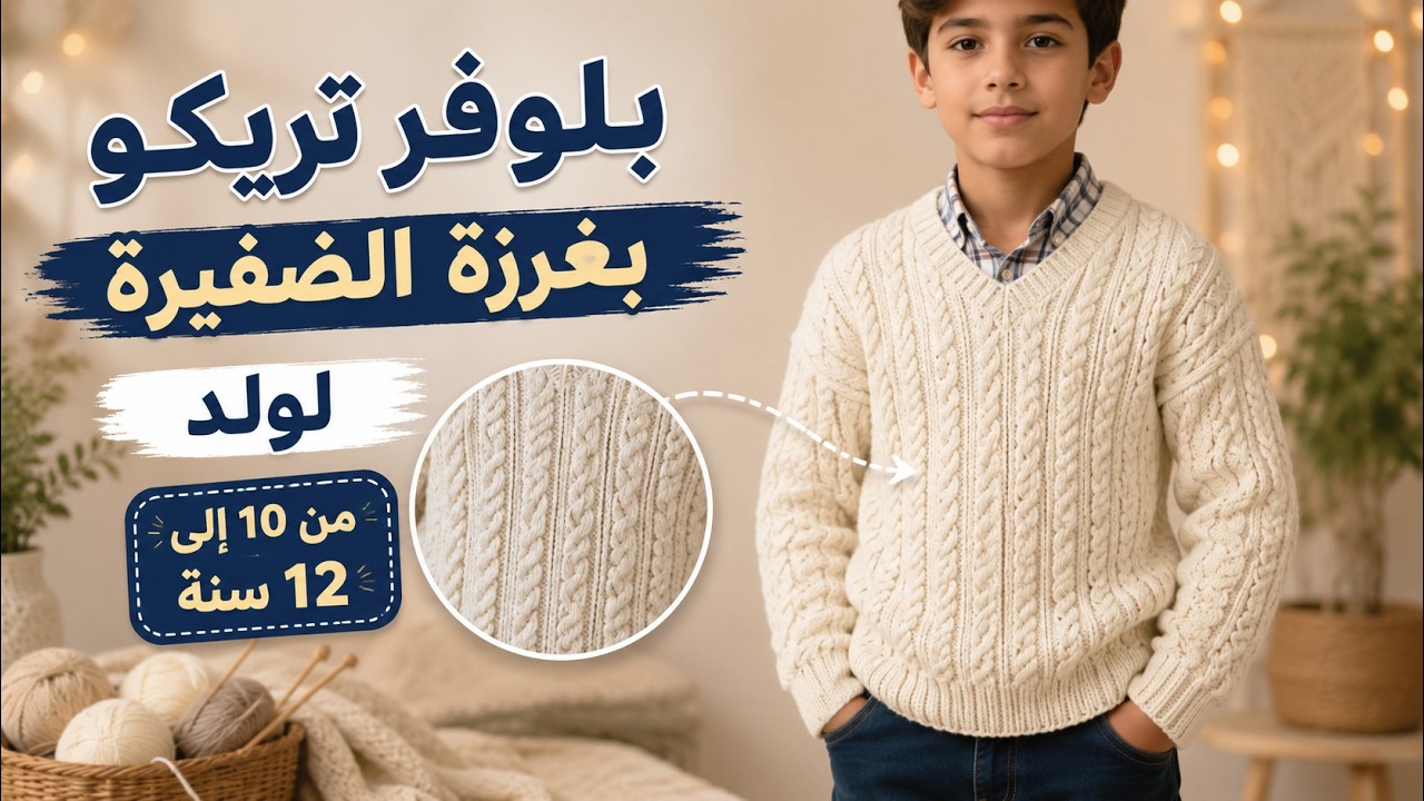 بلوفر تريكو لطفل 10 سنوات (الجزء  الثاني والأخير)