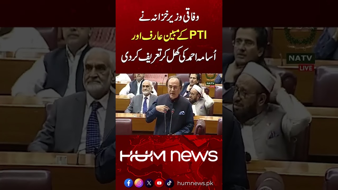 Finance Minister Muhammad Aurangzeb Praises PTI&rsquo;s Mubeen Arif & Usama Ahmad in National Assembly
