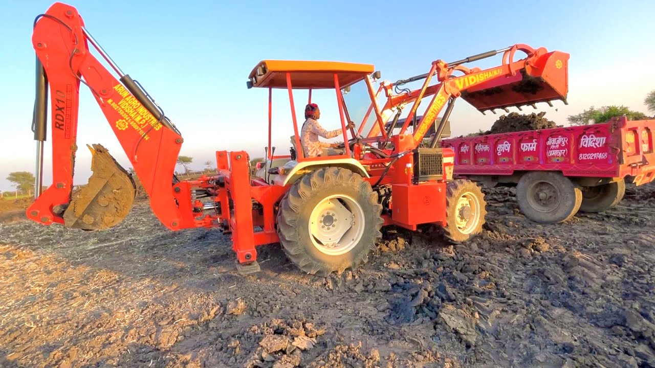 Swaraj 963 FE 4x4 Tractor JCB Attached | Backhoe Loader Attachment on Tractor | Tractor JCB
