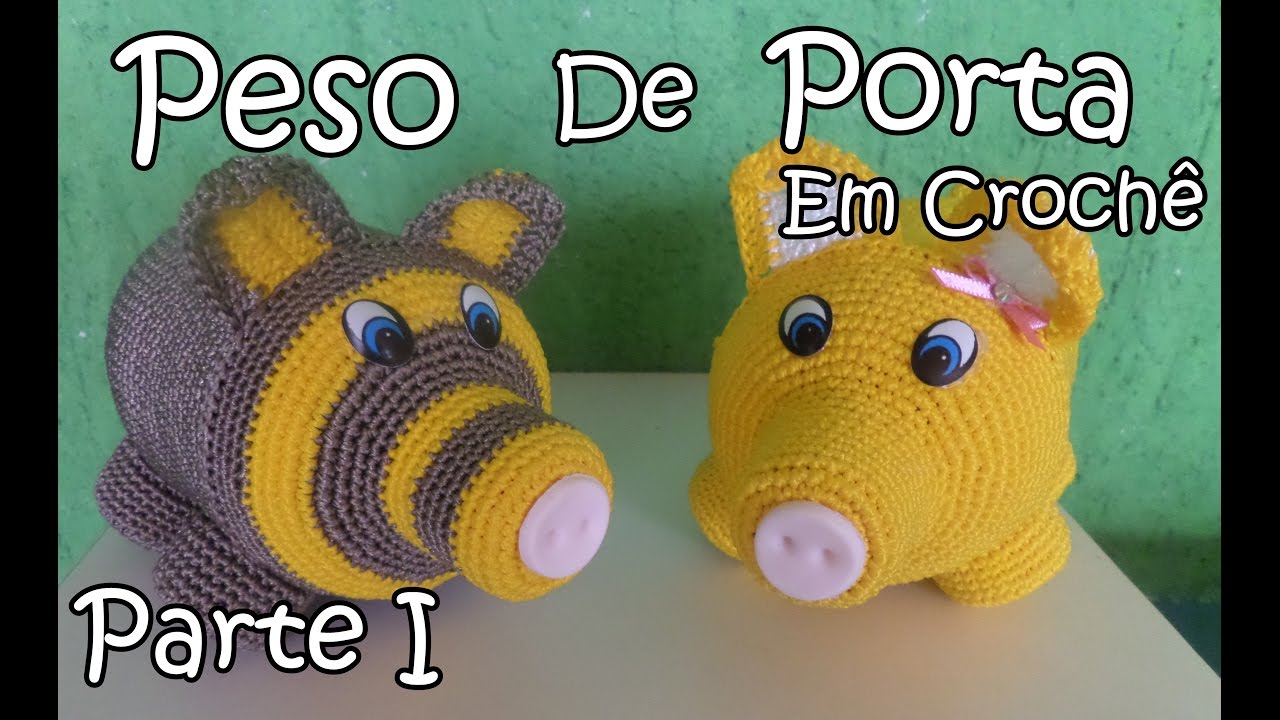 Peso de porta- porquinho de crochê