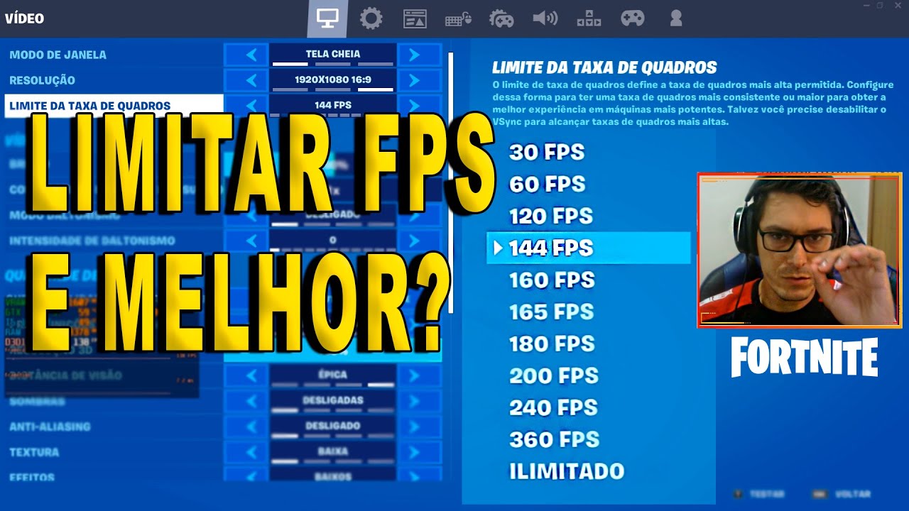 LIMITAR FPS E MELHOR? JOGAR FORTNITE CRAVADO EM 144HZ??? TESTE PR&Aacute;TICO NO FORTNITE ⚡