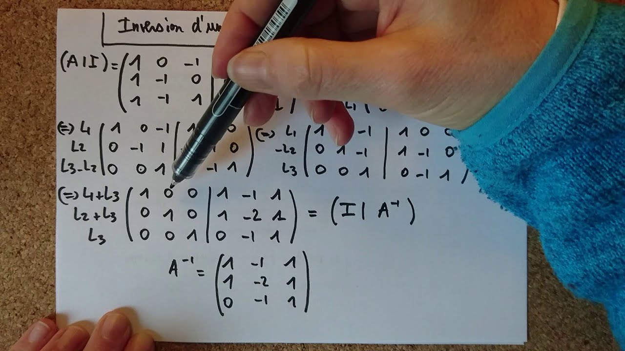 Inverse d'une matrice avec Gauss-Jordan. Exemple résolu [Calcul matriciel]