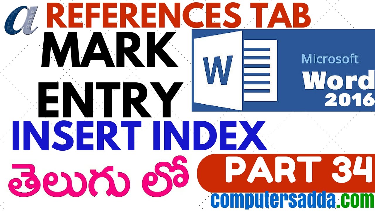 Ms-word 2016 in Telugu 34(Mark Entry- Mark & Mark All) (www.computersadda.com)