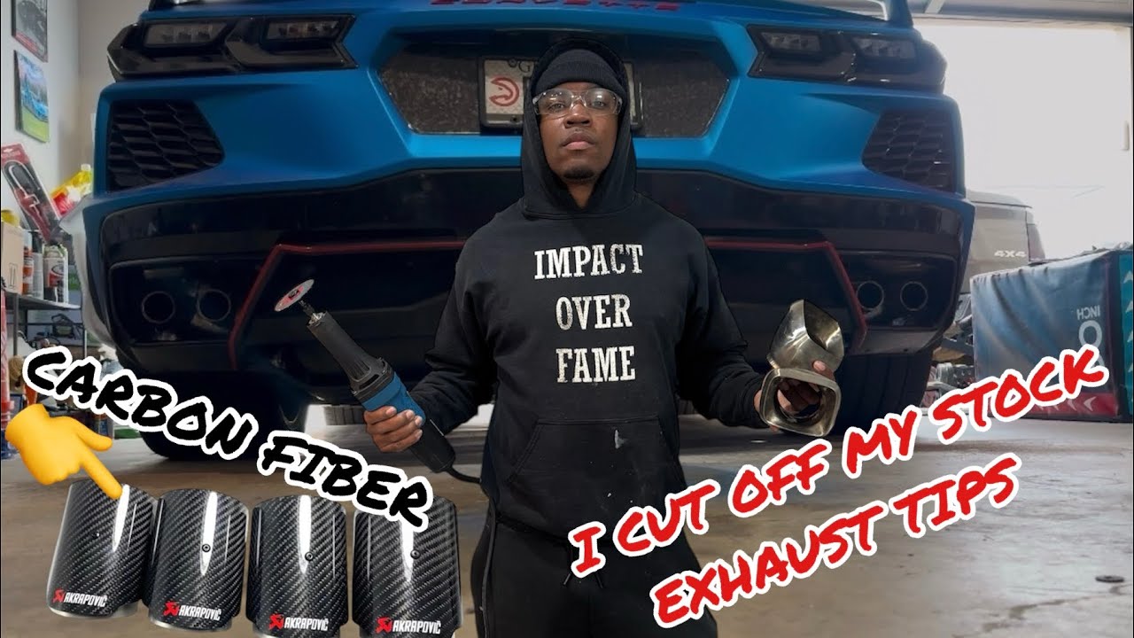 Installation of carbon fiber exhaust tips on my c8 Corvette #c8 #corvette #carbonfiber #exhaust #diy