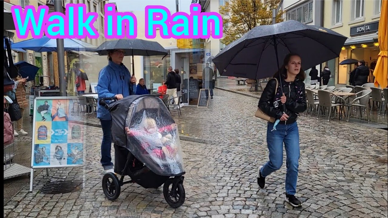 Walking in Rain ☔️ | walking tour in rainy weather | Relaxing | Germany 🇩🇪