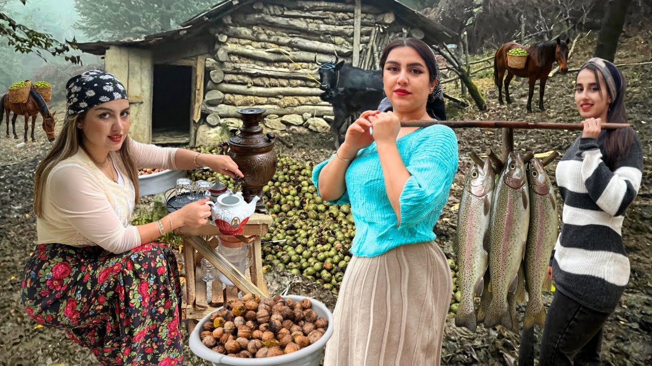 From Walnut Harvest to Table | Cooking Stuffed Fish Lavangi & Baklava | Northern Village Food