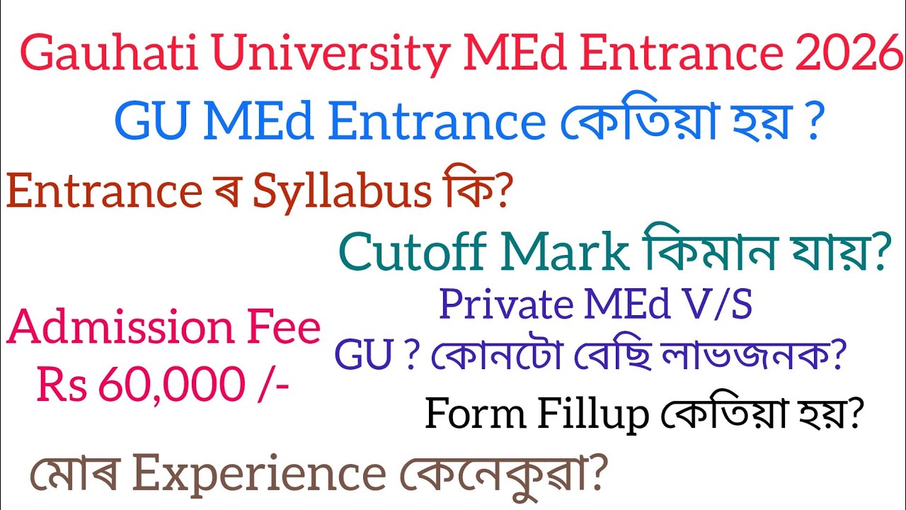 Gauhati University MEd Entrance Test 2026//GU MEd Entrance date, syllabus, fee etc.. 