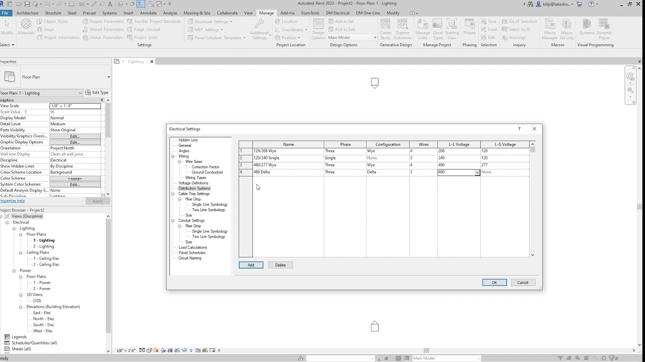 Setting Up a Revit 2022 Electrical Project
