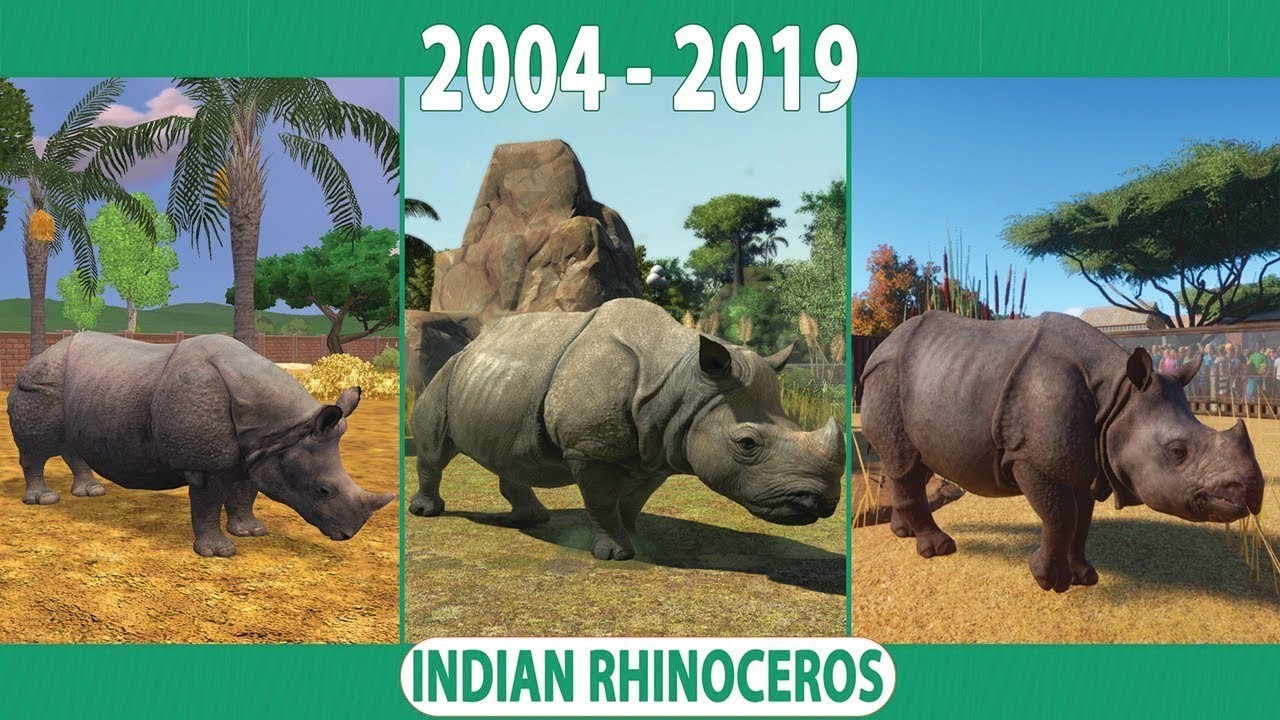 INDIAN RHINOCEROS - TYCOON ANIMAL COMPARISON - ZOO TYCOON - ZOO TYCOON 2 - PLANET ZOO COMPARISON