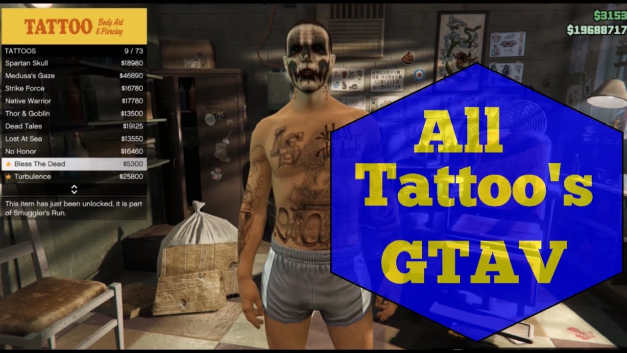 All Tattoo's In GTA5 Online (Grand Theft Auto V)