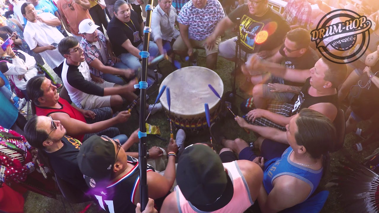 Bear Creek sings a jamming intertribal song at Rocky Boy 2019