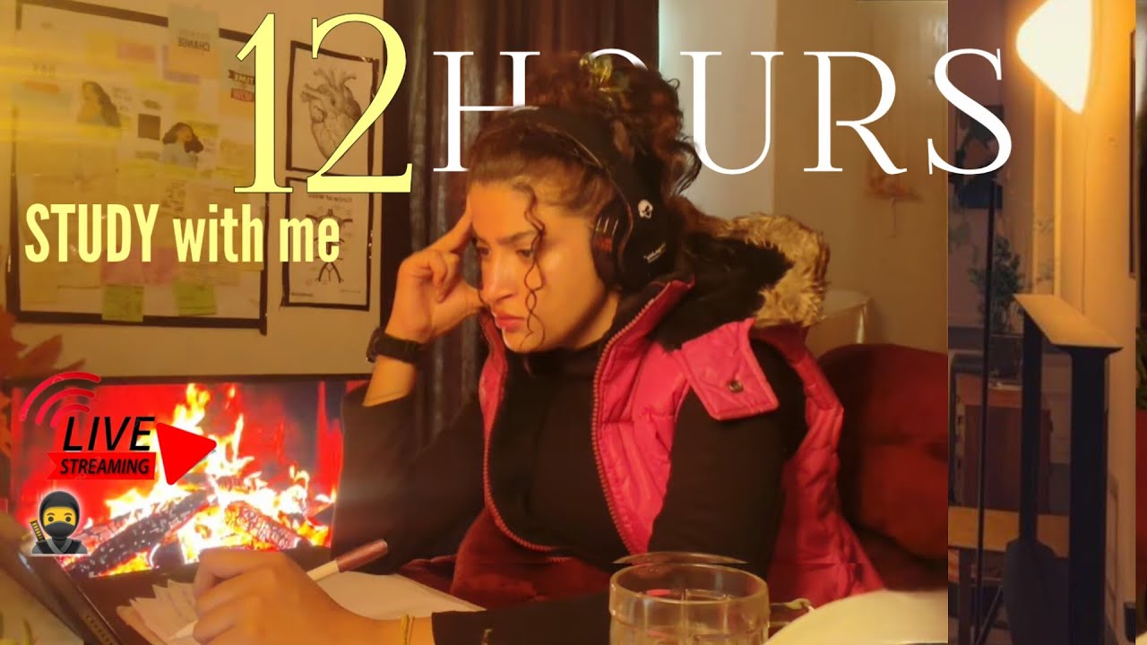 ⭕LIVE|12HOURS📚Study with me🥷Deep Focus session🔒🪵🔥 Fireplace Ambience|Pomodoro 90/10