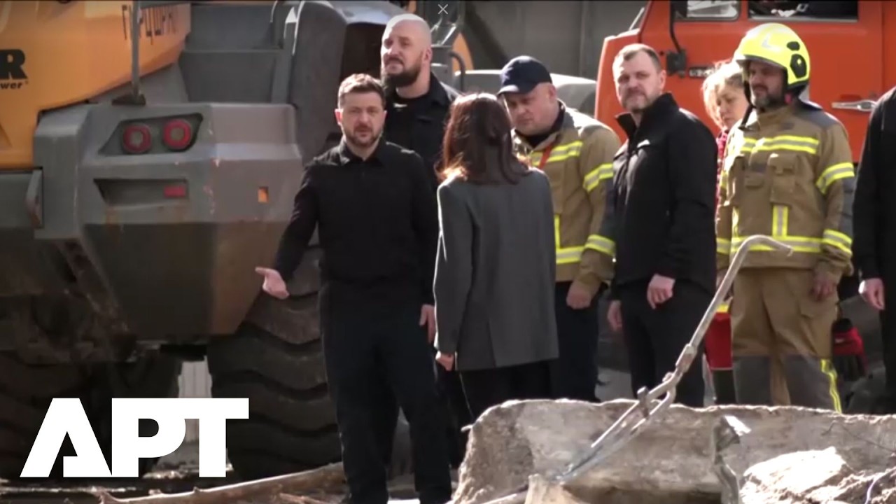 Zelensky Visits Devastated Kyiv Strike Site After Deadly Russian Missile Attack | APT