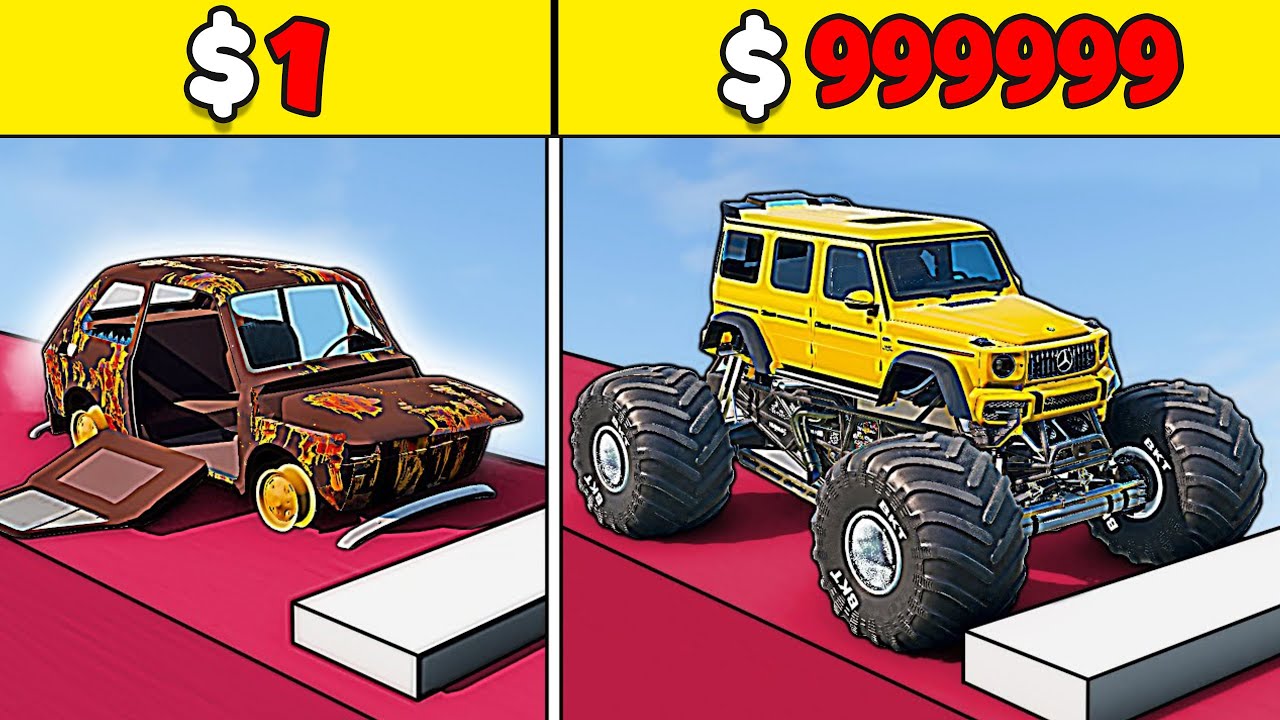 $1 to $1,000,000 Vehicles VS Different Speed Bumps in BeamNG drive