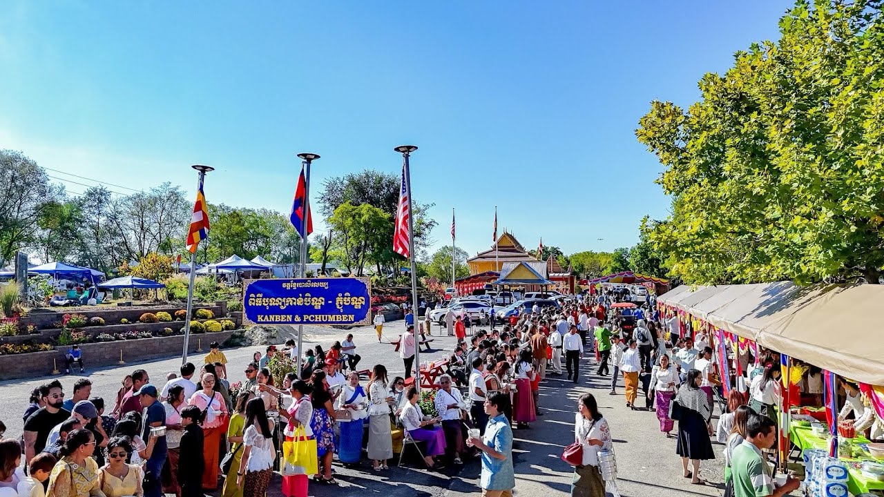 Cambodian Pchum Ben 2024 , Wat Khmer Palelai, Philadelphia, USA, part 3 live Band street food dance