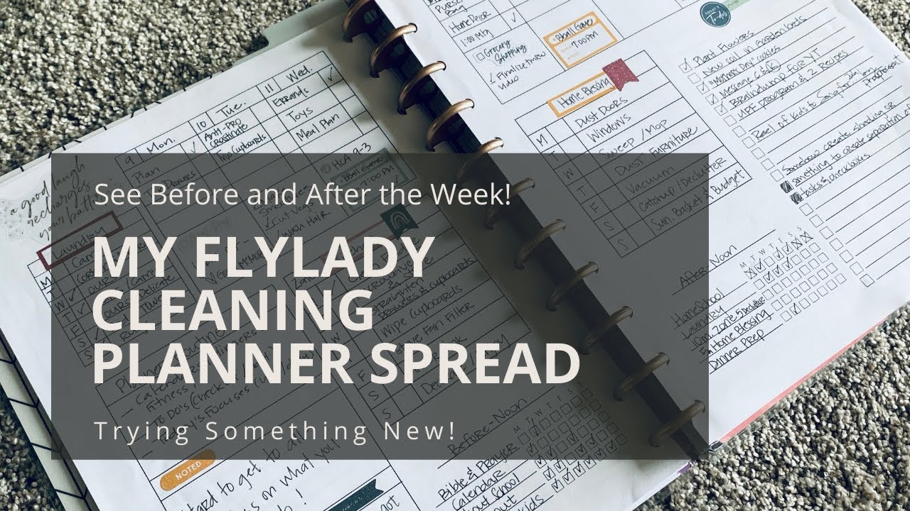 My Cleaning FlyLady Planner Spread Before and After the Week
