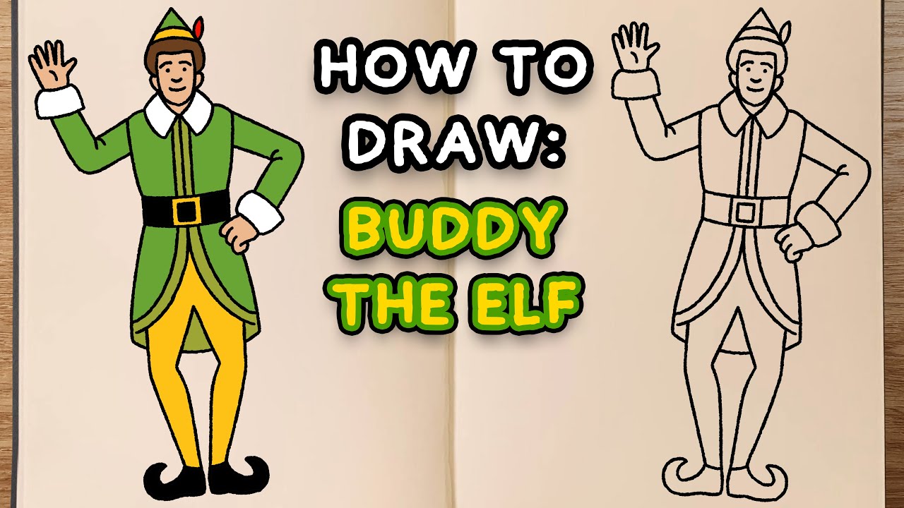 How to draw and colour! BUDDY THE ELF (step by step drawing tutorial)