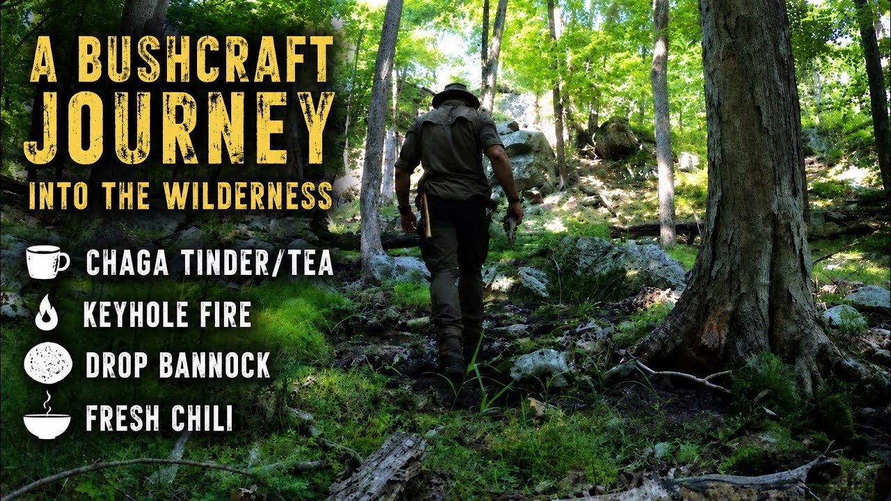 A BUSHCRAFT JOURNEY INTO THE WILDERNESS: Chaga Tinder/Tea, Keyhole Fire, Drop Bannock, Fresh Chilli
