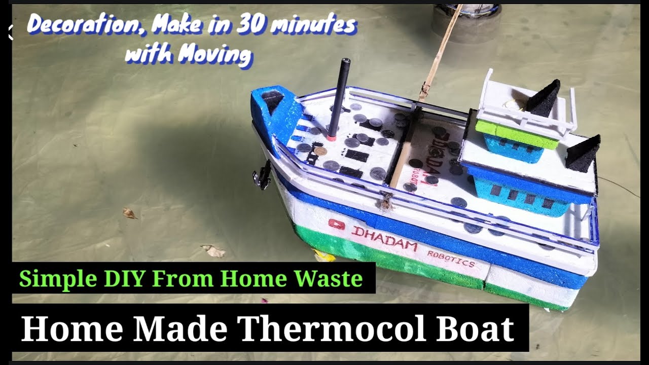 Free of Cost,,🛳️ Home Made Decoration Floting Boat with Rotating System 🛥️DIY Idea from Waste .